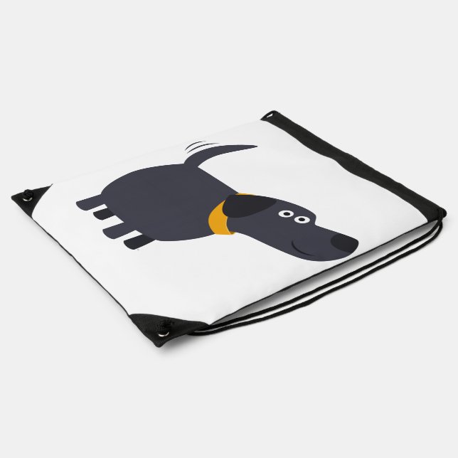 Cute Cartoon Black Labrador Drawstring Back Pack Bag (Side)