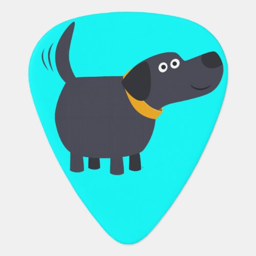 Cute Cartoon Black Labrador Guitar Pick