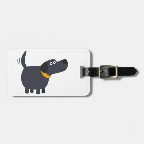 Cute Cartoon Black Labrador Luggage Tag