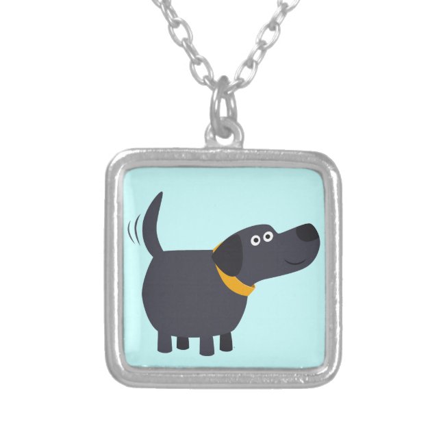 Cute Cartoon Black Labrador Necklace (Front)