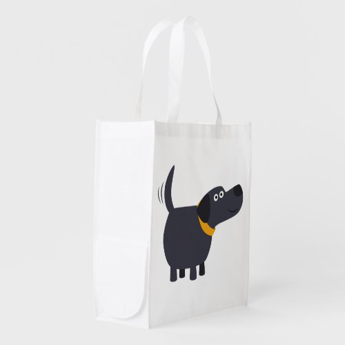 Cute Cartoon Black Labrador Reusable Bag