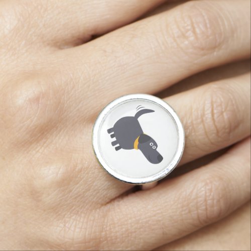 Cute Cartoon Black Labrador Ring