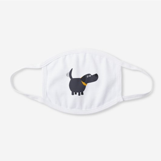 Cute Cartoon Black Labrador White Cotton Face Mask (Front)