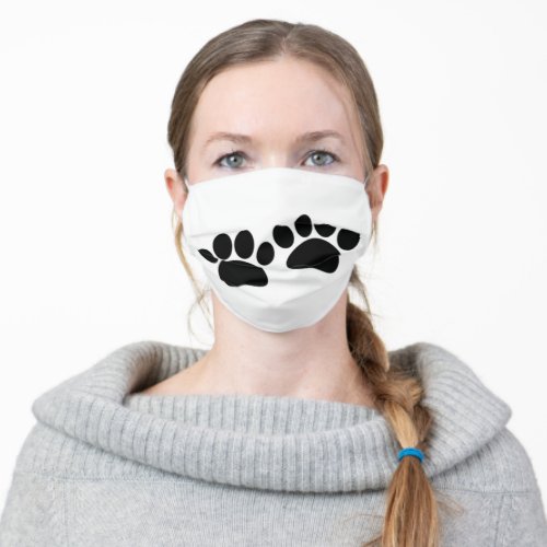 Cute Cartoon Black Puppy Paw Prints  Adult Cloth Face Mask