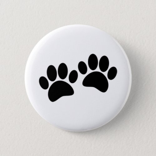 Cute Cartoon Black Puppy Paw Prints Button