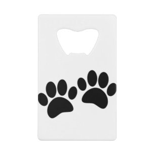 Cute Cartoon Black Puppy Paw Prints Credit Card Bottle Opener