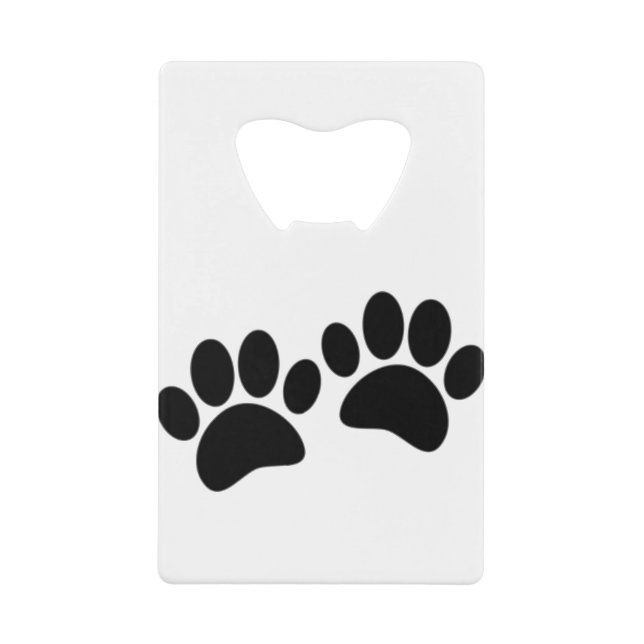 Cute Cartoon Black Puppy Paw Prints Credit Card Bottle Opener (Front)