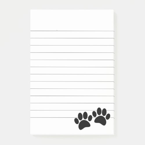 Cute Cartoon Black Puppy Paw Prints Lined Post_it Notes