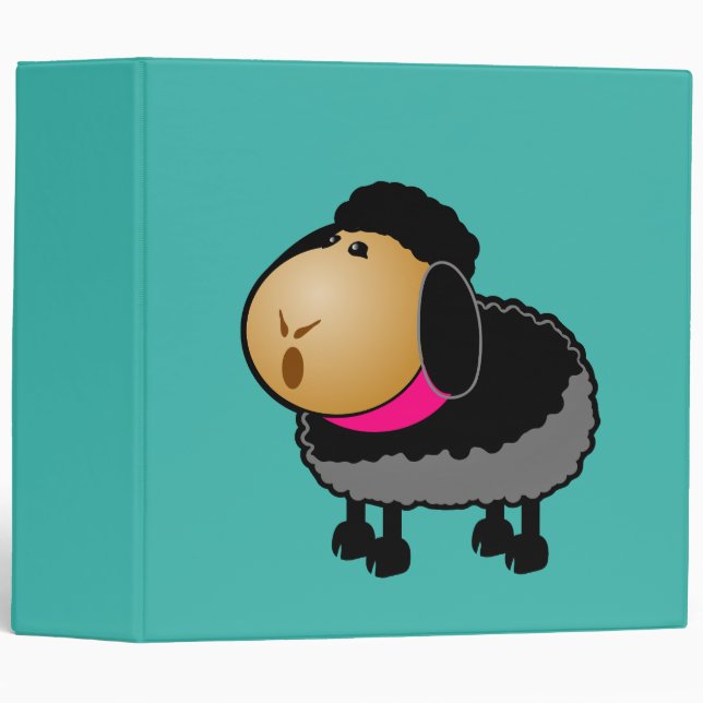 Cute Cartoon Black Sheep Drawing 3 Ring Binder (Front/Spine)