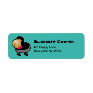 Cute Cartoon Black Sheep Drawing Label