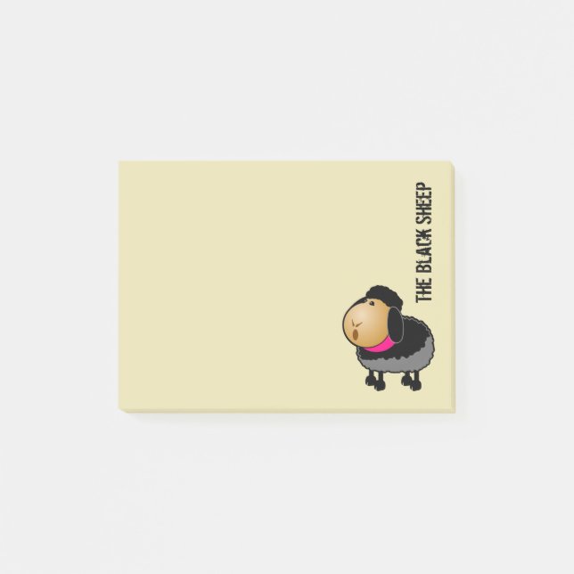 Cute Cartoon Black Sheep Drawing Post-it Notes (Front)