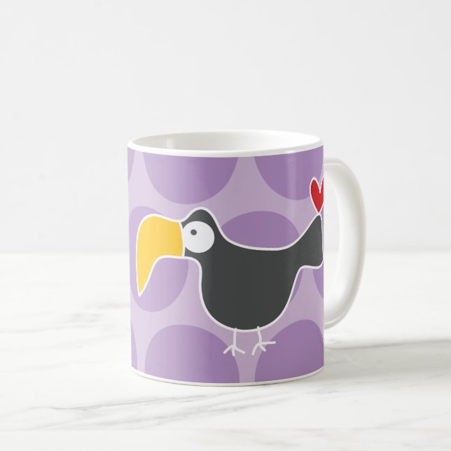 Cute Cartoon Black Toucan Bird Fun Dots Children's Coffee Mug (Front Right)