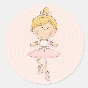 Cute Cartoon Blonde Ballerina Classic Round Sticker