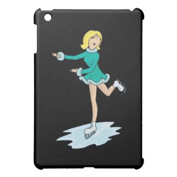 Cute Cartoon Blonde Girl Figure Skating Ipad Mini Case by sports_shop at Zazzle