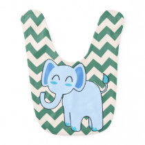 Cute Cartoon Blue Elephant Baby Bib