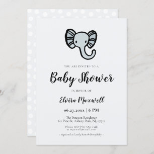 Cute cartoon blue elephant Baby shower Invitation