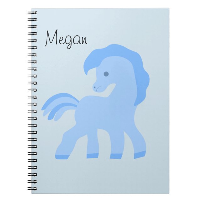 Cute Cartoon Blue Horse Notebook (Front)