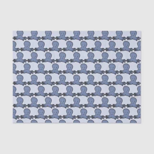 Cute Cartoon Blue Octopus Pattern Tissue Paper (Front)
