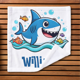 Cute Cartoon Blue Shark Wash Cloth