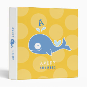 Cute Cartoon Blue Whale Monogram Boy Kid Photo Binder