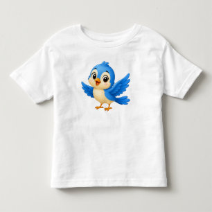 Cute Cartoon Bluebird - Happy Little Flying Bird I Toddler T-shirt