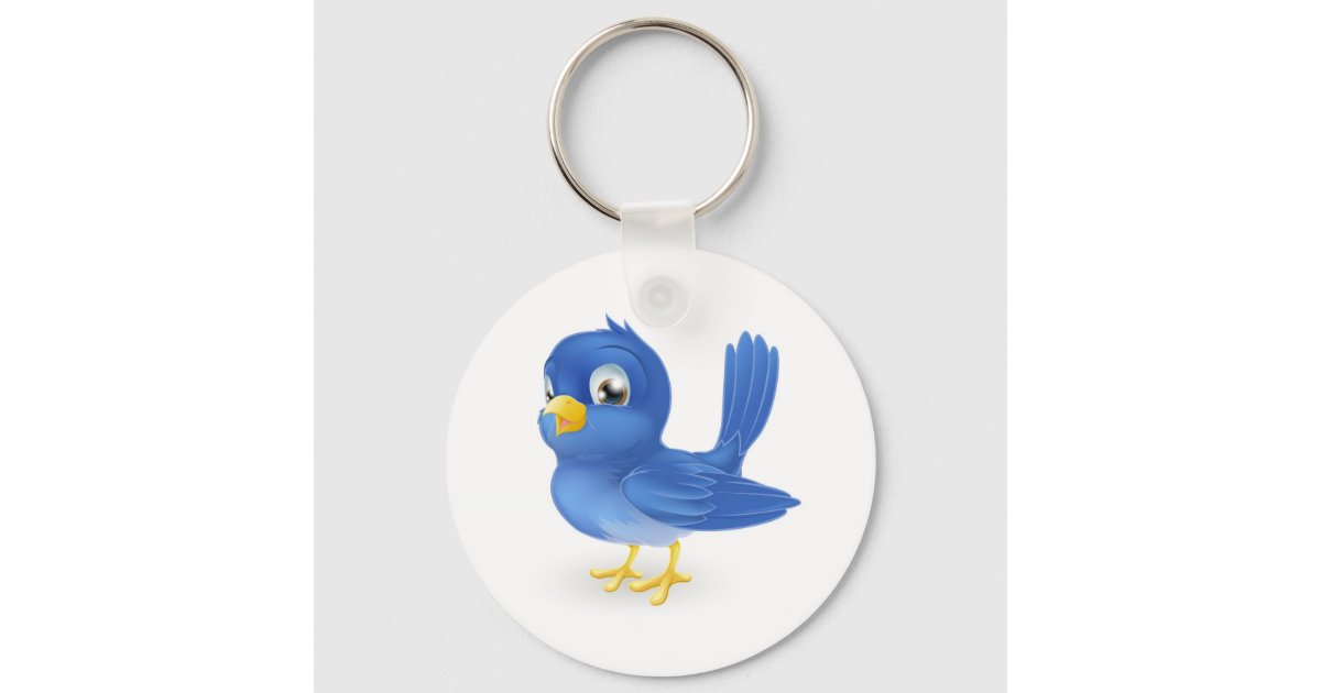 Cute cartoon bluebird keychain | Zazzle