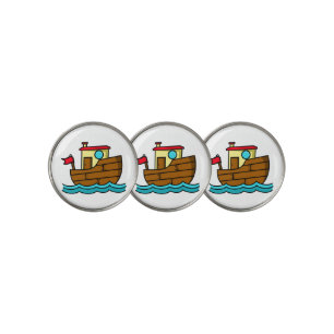 Cute Cartoon Boat Illustration Golf Ball Marker