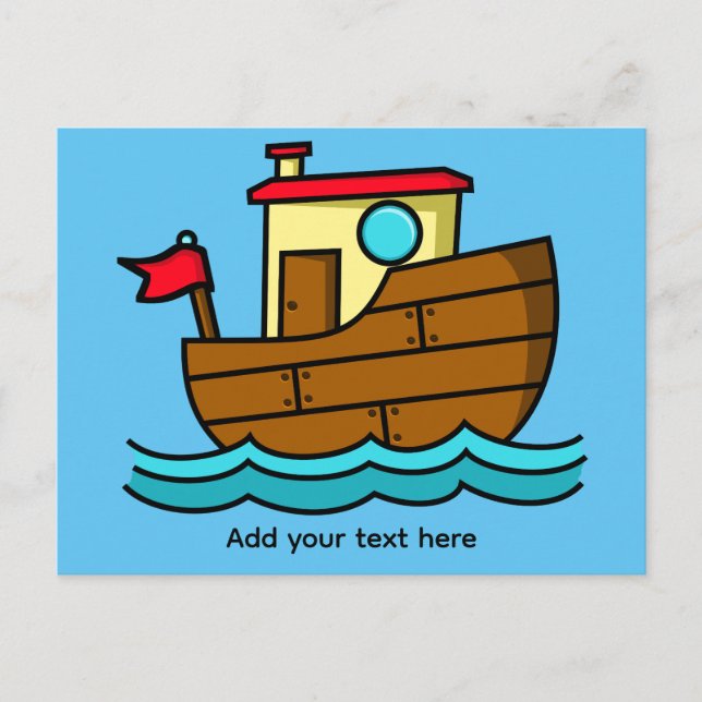 Cute Cartoon Boat Illustration Personalized  Postcard (Front)