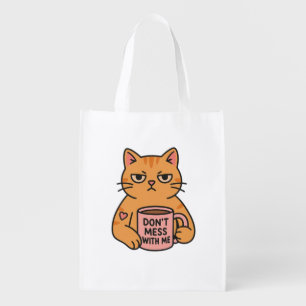 Cute Cartoon Boba Cup Character Grocery Bag
