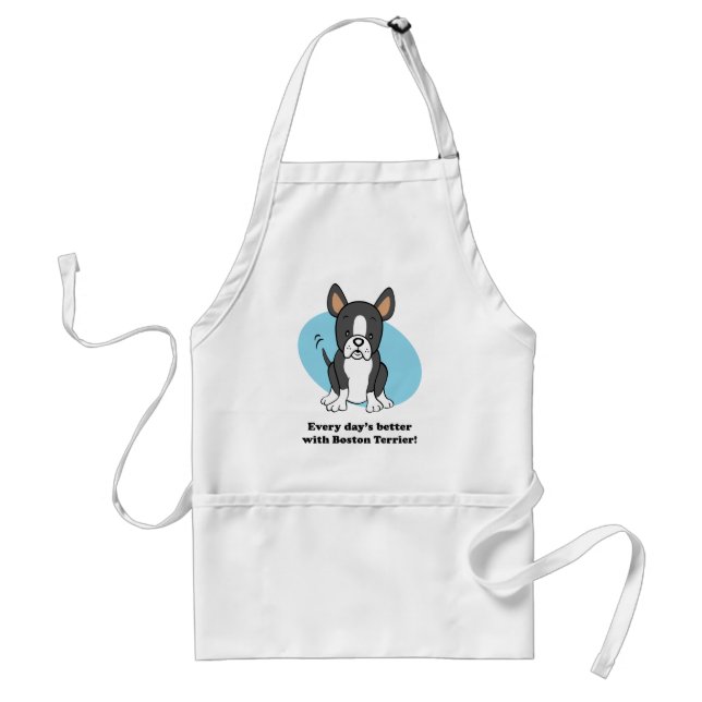 Cute Cartoon Boston Terrier Apron (Front)