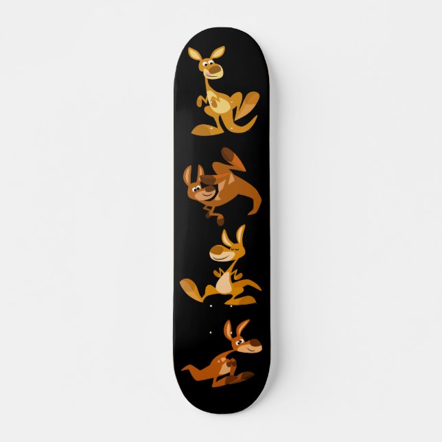 Cute Cartoon Bouncy Kangaroos Skateboard Deck (Front)