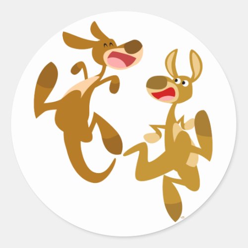 Cute Cartoon Bouncy Kangaroos Sticker