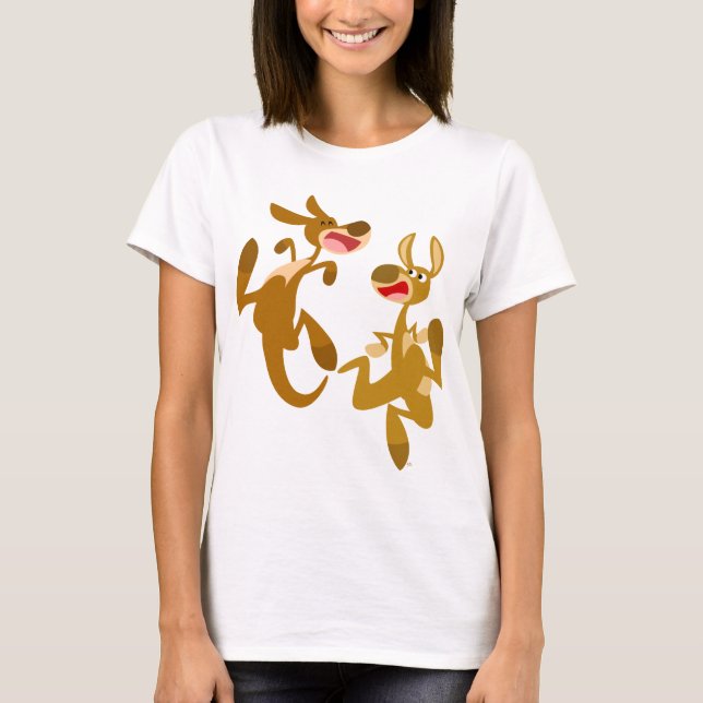 Cute Cartoon Bouncy Kangaroos Women T-Shirt (Front)