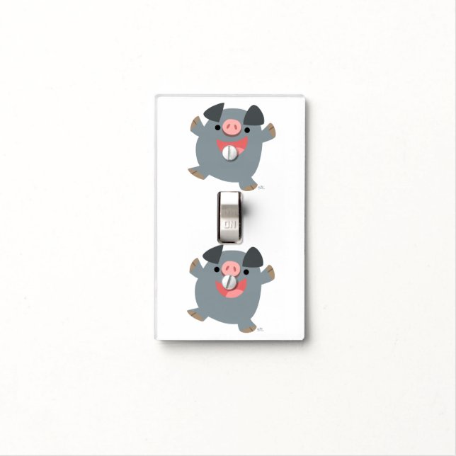 Cute Cartoon Bouncy Pig Light Switch Cover (In Situ)