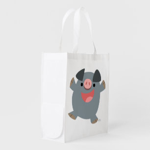 Cute Cartoon Bouncy Pig Reusable Bag