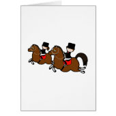 Cute cartoon boy girl riding dressage horses (Front)