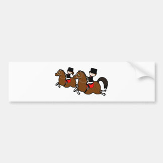 Cute cartoon boy girl riding dressage horses bumper sticker