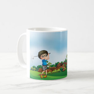 Cute Cartoon Boy Golfing Fun Golf Lover Design  Coffee Mug