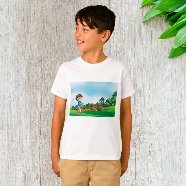 Cute Cartoon Boy Golfing Fun Golf Lover Design  T-Shirt (Creator Uploaded)