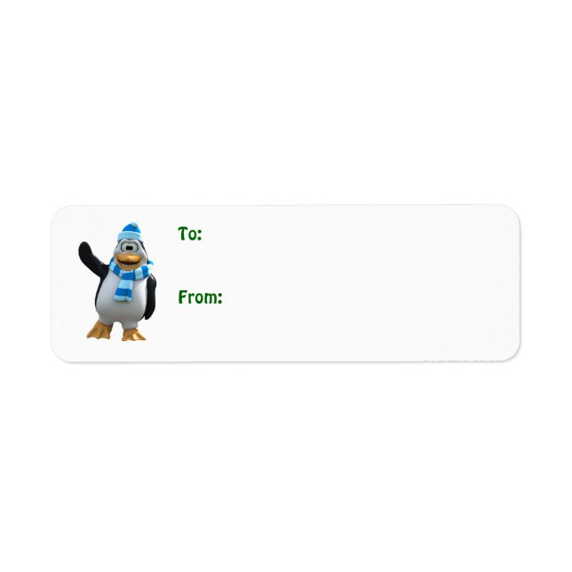 Cute Cartoon Boy Penguin Label (Front)