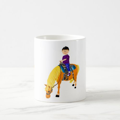 Cute cartoon boy riding horse pony cartoon gfits coffee mug
