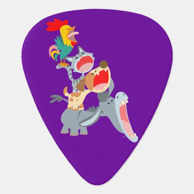 Cute Cartoon Bremen Town Musicians Guitar Pick (Front)
