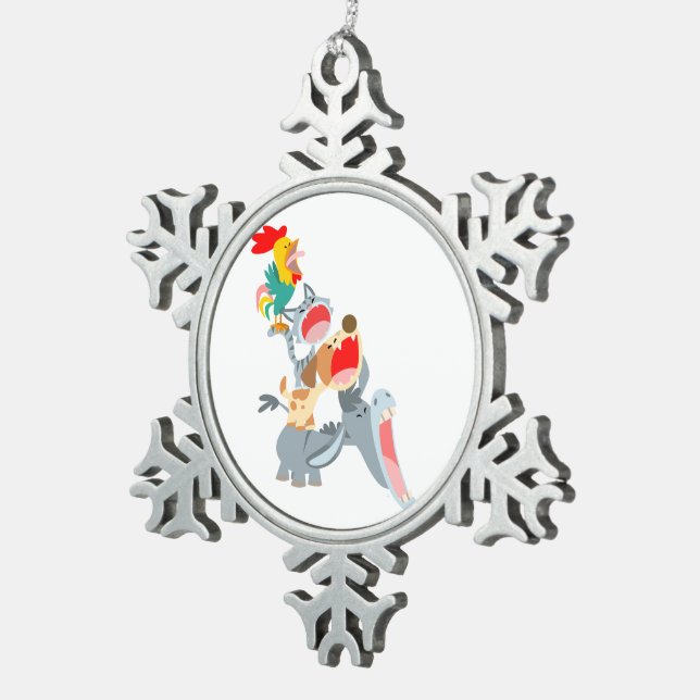 Cute Cartoon Bremen Town Musicians Pewter Ornament (Right)