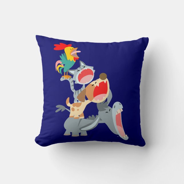 Cute Cartoon Bremen Town Musicians Pillow (Front)