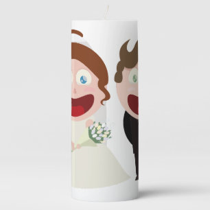 Cute Cartoon Bride and Groom Wedding Candle