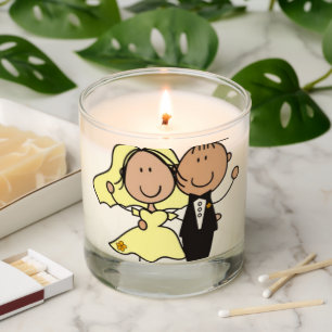 Cute Cartoon Bride and Groom Wedding Jar Candle Fa