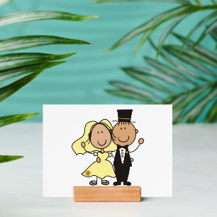 Cute Cartoon Bride and Groom Wedding Photo Print Holder