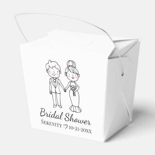 Cute Cartoon Bride Groom Bridal Shower Favor Boxes