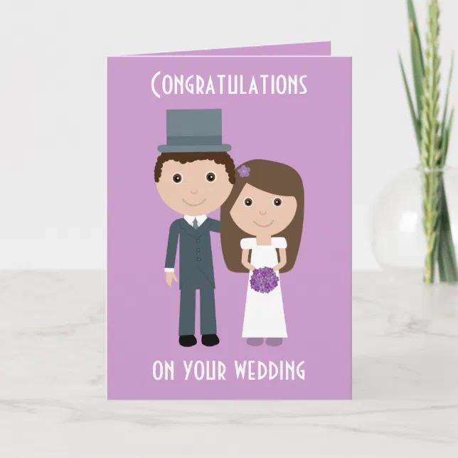 Cute cartoon Bride & Groom Wedding card | Zazzle