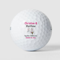 Cute Cartoon Bride Groom Wedding Favor Golf Balls